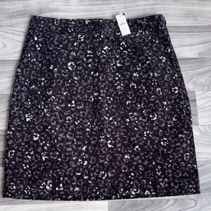 Talbots corduroy Gray Leopard Print Pencil Skirt